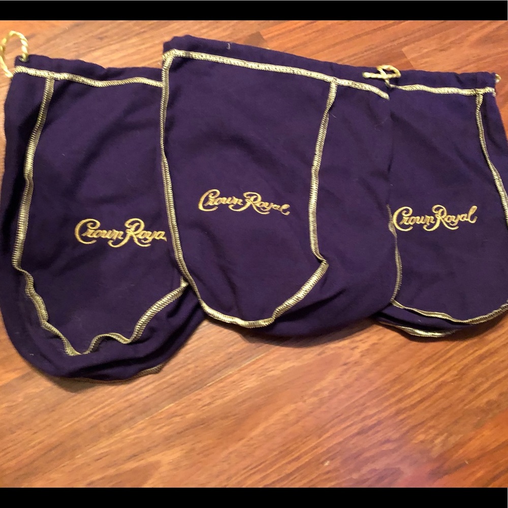 3 purple crown royal bar liquor bags no flaws